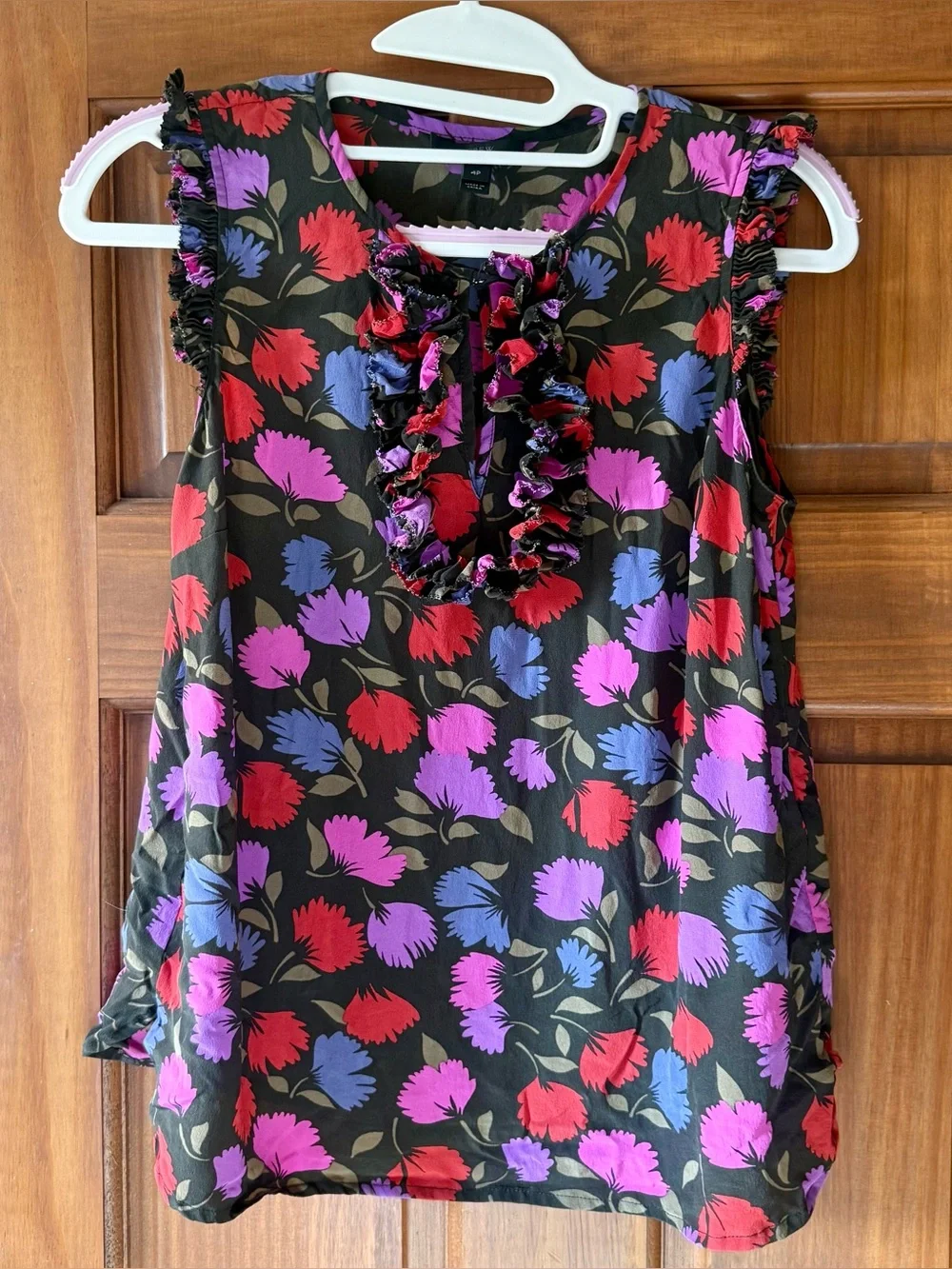 J. CREW Silk Floral Ruffle Women's Top